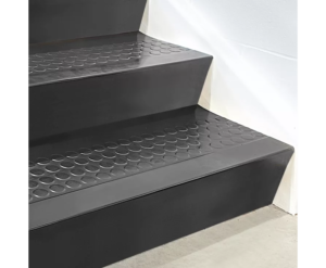 rubber stair caps commercial black installed in hockey arena in toronto